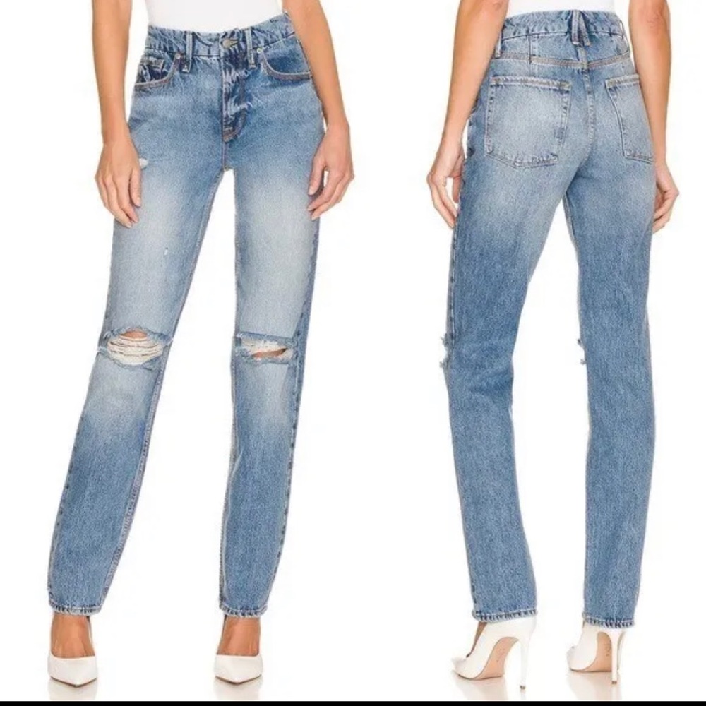 NEW Good American Women's Good '90s Icon Jeans Straight Leg Indigo 065 Size 8/29